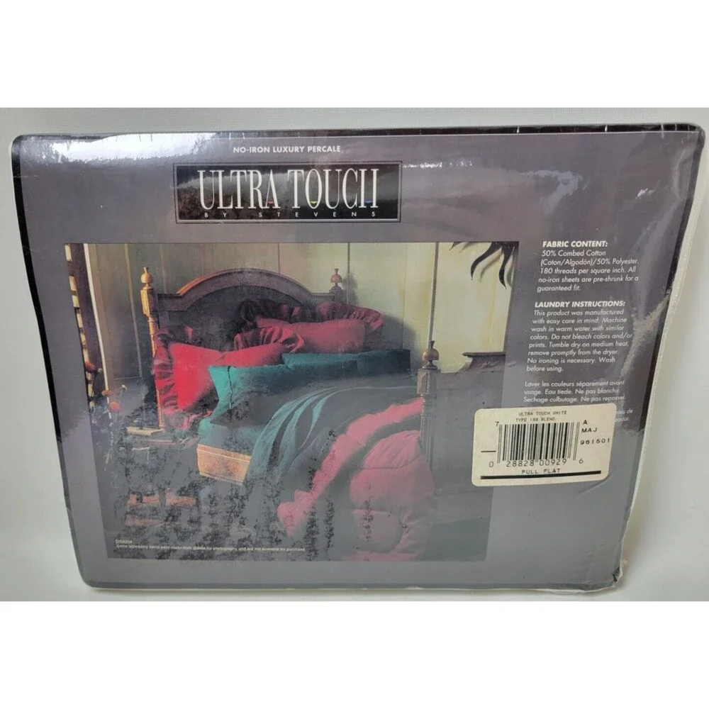 Vintage NIP Ultra‎ Touch Stevens Luxury Percale Double Flat Sheet White